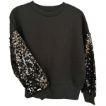 Sequin Sleeved Sweatshirt with beaded stars on chest