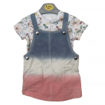 Denim Pinafore Dress and Top with popper fastening set